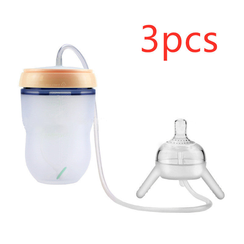 Easy Transition: Silicone Sippy Feeding Bottle for Children's Training Cups