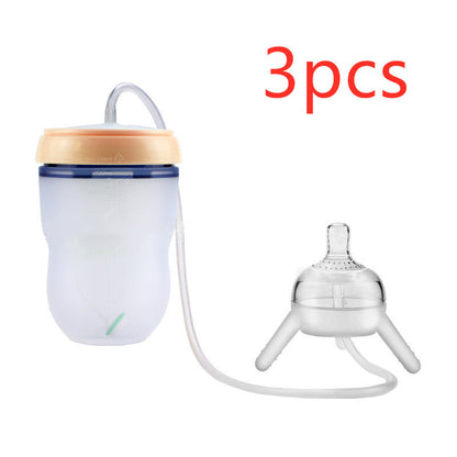 Easy Transition: Silicone Sippy Feeding Bottle for Children's Training Cups