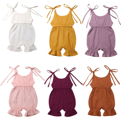 Stylish Newborn Toddler Baby Girls' Sleeveless Solid Romper Jumpsuit Outfit - Latest Arrivals