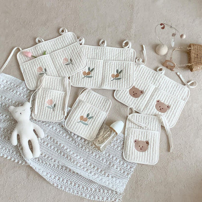 Organize with Ease: Ins Korea Crib Storage Hanging Bag - Perfect for Strollers, Diapers, Bottles, and Toys