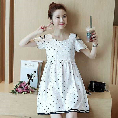 Stylish Polka Dot Off-The-Shoulder Maternity Dress for Comfort and Elegance