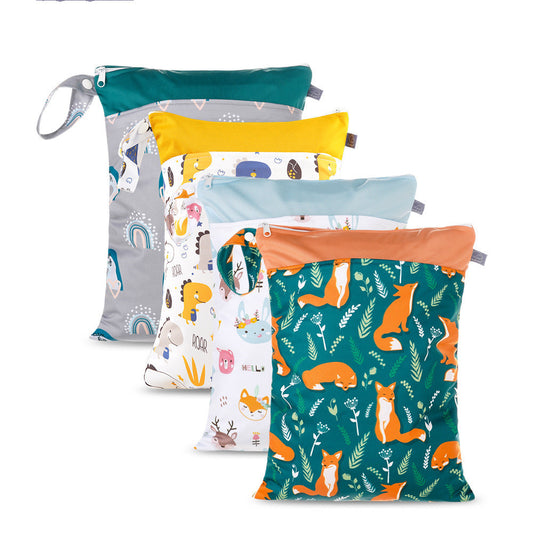 Stay Organized On-the-Go: Double Zipper Stitching Cloth Diaper Bag - Essential Baby Diaper Storage Solution