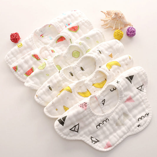 Printed Baby Bibs with Rice Pockets - Soft Infant Saliva Towels