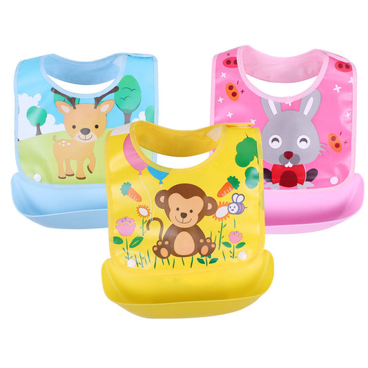 Cartoon Printed Waterproof Saliva Pocket Bib - Anti-Stain Solution for Babies