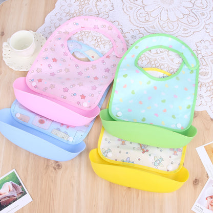Cartoon Printed Waterproof Saliva Pocket Bib - Anti-Stain Solution for Babies
