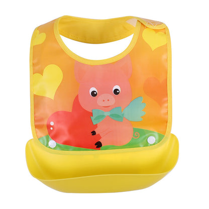 Cartoon Printed Waterproof Saliva Pocket Bib - Anti-Stain Solution for Babies