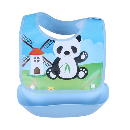 Cartoon Printed Waterproof Saliva Pocket Bib - Anti-Stain Solution for Babies
