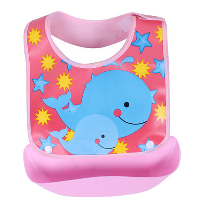 Cartoon Printed Waterproof Saliva Pocket Bib - Anti-Stain Solution for Babies