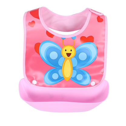 Cartoon Printed Waterproof Saliva Pocket Bib - Anti-Stain Solution for Babies