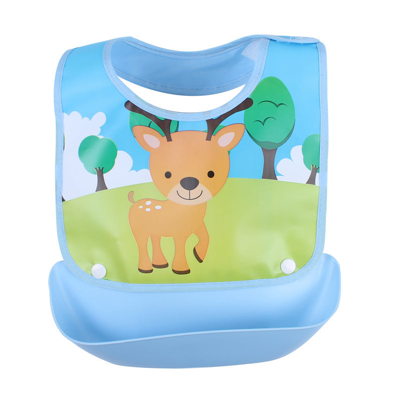 Cartoon Printed Waterproof Saliva Pocket Bib - Anti-Stain Solution for Babies