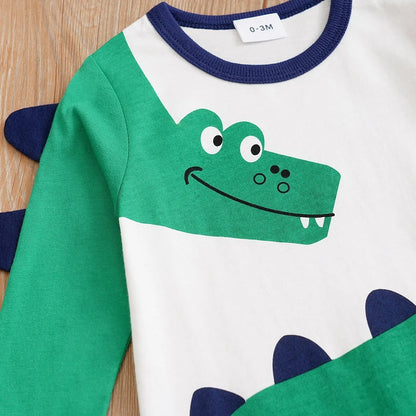 Adorable Newborn Long Sleeve Dinosaur Cotton Jumpsuit - Cozy Infant Wear