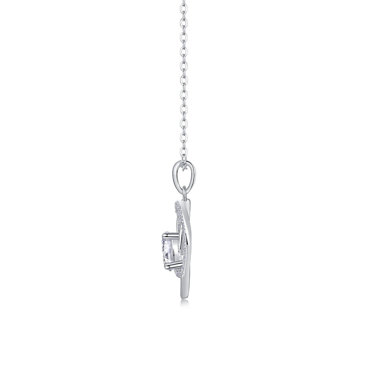 Heart To Heart Interlocking Luxury Fashion Diamond Pendant Necklace Set With Mosan Diamond Silver Ornaments