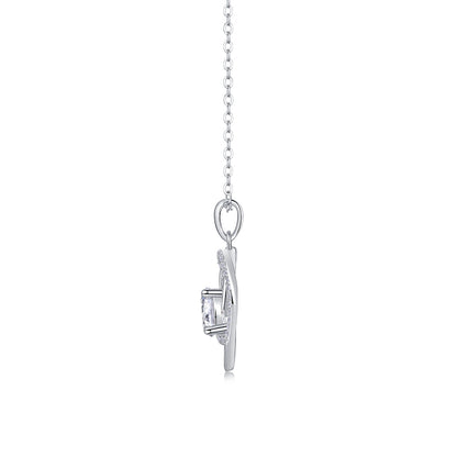 Heart To Heart Interlocking Luxury Fashion Diamond Pendant Necklace Set With Mosan Diamond Silver Ornaments