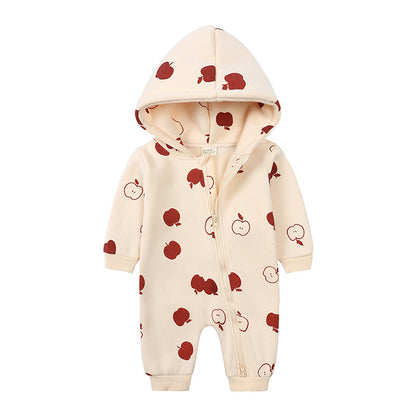Fashion Hooded Baby Long Sleeve Fleece Jumpsuit | Cozy Infant Wear