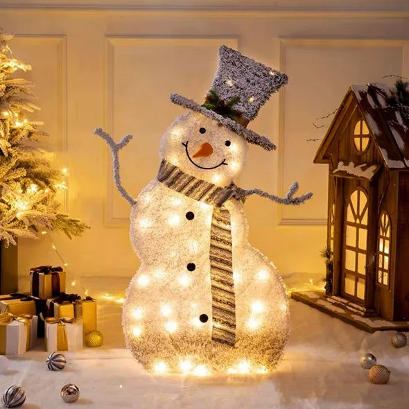 LED Christmas Snowman Light – Collapsible Battery Operated Holiday Decoration for Indoor & Outdoor Use