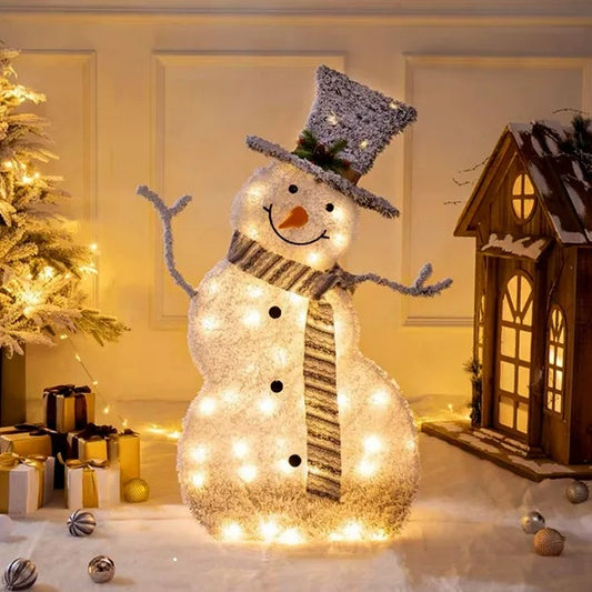 LED Christmas Snowman Light – Collapsible Battery Operated Holiday Decoration for Indoor & Outdoor Use