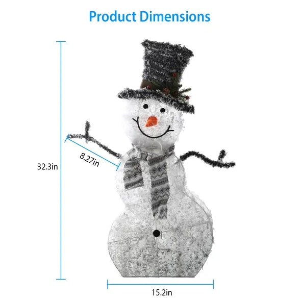 LED Christmas Snowman Light – Collapsible Battery Operated Holiday Decoration for Indoor & Outdoor Use