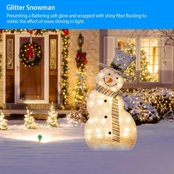LED Christmas Snowman Light – Collapsible Battery Operated Holiday Decoration for Indoor & Outdoor Use