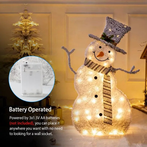 LED Christmas Snowman Light – Collapsible Battery Operated Holiday Decoration for Indoor & Outdoor Use