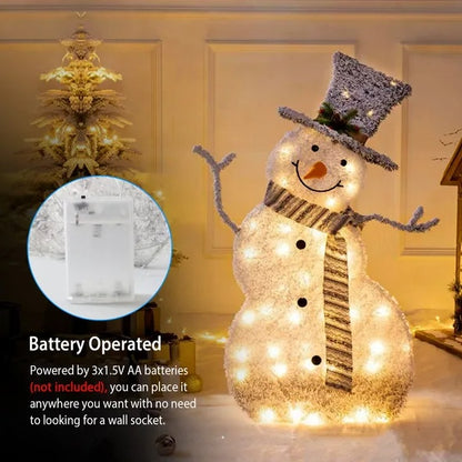 LED Christmas Snowman Light – Collapsible Battery Operated Holiday Decoration for Indoor & Outdoor Use