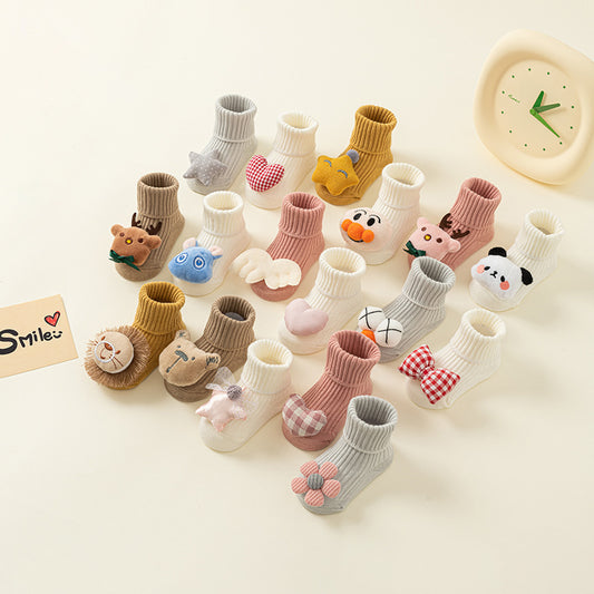 Comfortable Newborn Baby Room Socks with Double Needle Design for Non-Slip, Roomy Fit