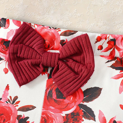 Newborn Baby Girl 'Hello I'm New Here' Romper Set Includes Floral Pants, Hat, Headband, & Coming Home Outfit