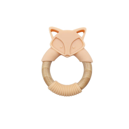 Fox Baby Teether | Silicone Wood Ring Molar Stick Toy for Soothing Relief