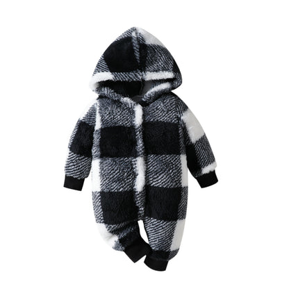 Cozy Baby Plaid Hooded One-Piece Winter Clothing Jumpsuit