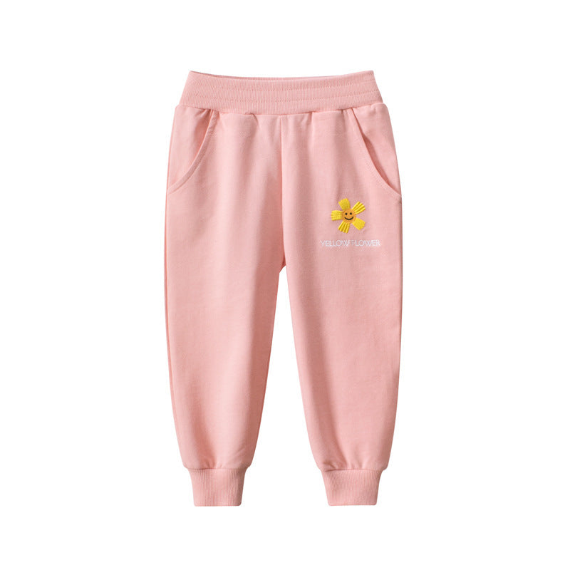 Stylish Girls' Trousers - Thin Western-Style Sports Pants for Kids' Outer Wear