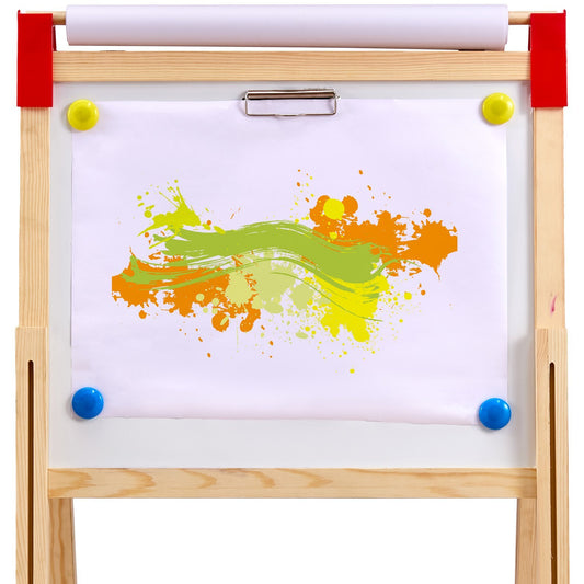 3-in-1 Kids Art Easel – Double-Sided Wooden Easel with Magnetic Whiteboard & Chalkboard
