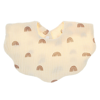 Adorable Baby Printed Saliva Towel: Soft Cotton Gauze Wavy Bib for Children