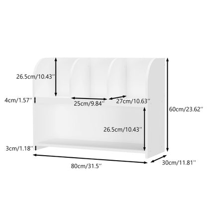 Kids Bookcase with 4 Compartments – Multi-Purpose MDF Storage Shelf with Wall Safety Buckle
