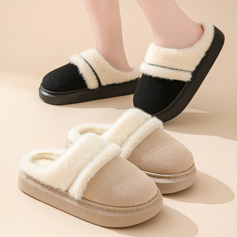 Women’s Warm Cotton Slippers – Thick Non-Slip Velvet House Shoes for Winter
