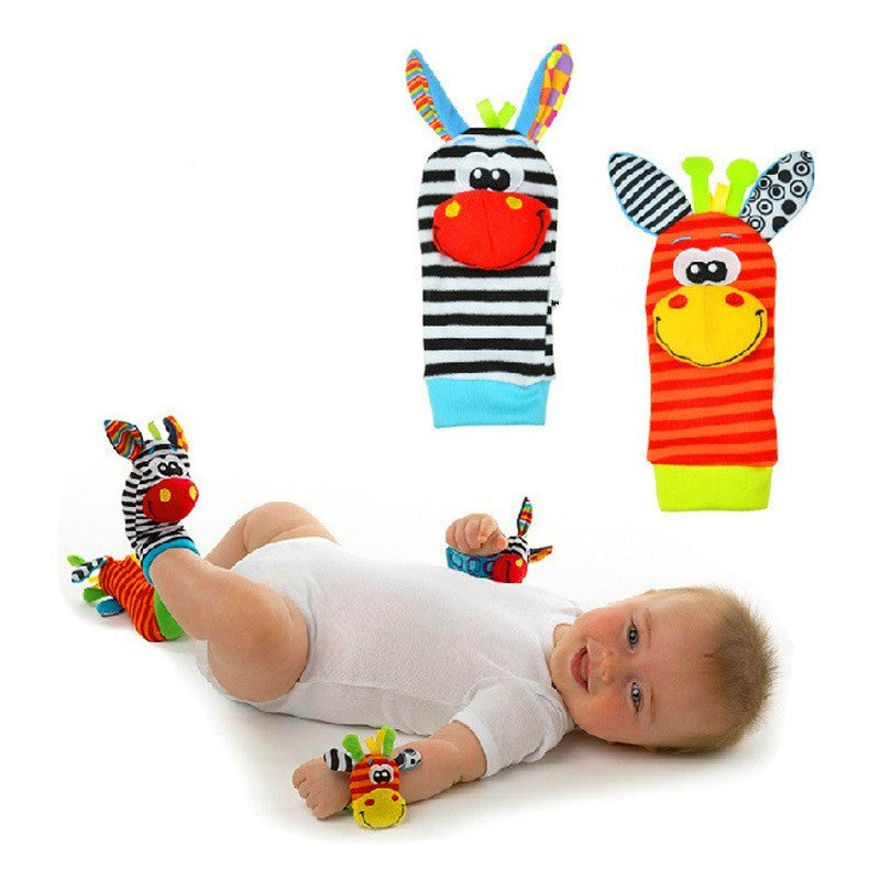 Adorable Baby Cartoon Bell Wrist Strap and Socks Set