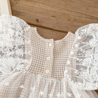 Lace Summer Flounced Sleeve Baby Dress Jumpsuit: Adorable Style for Sunny Days