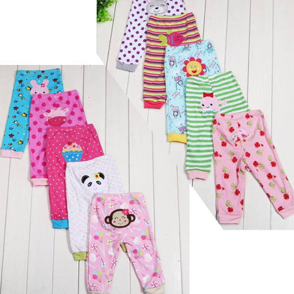 5-Pack Cartoon Print Baby Leggings | Soft Cotton Toddler Pants with Elastic Waist