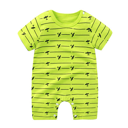 Adorable Cartoon Printed Baby Cotton Pullover Romper - Soft and Comfy