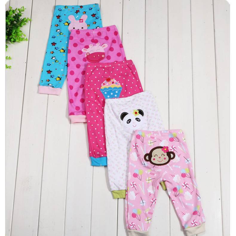 5-Pack Cartoon Print Baby Leggings | Soft Cotton Toddler Pants with Elastic Waist