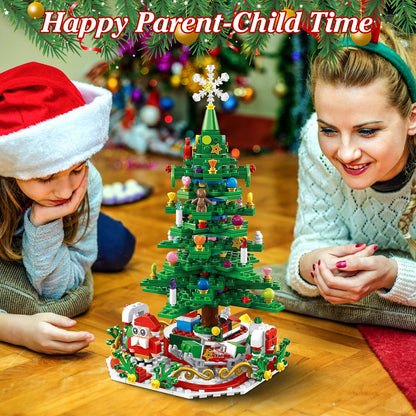 2025 Year Christmas Tree Building Set With LED Light Tabletop Christmas Building Block 24 Days Christmas Countdown Calendar For Boys Girls 3-6