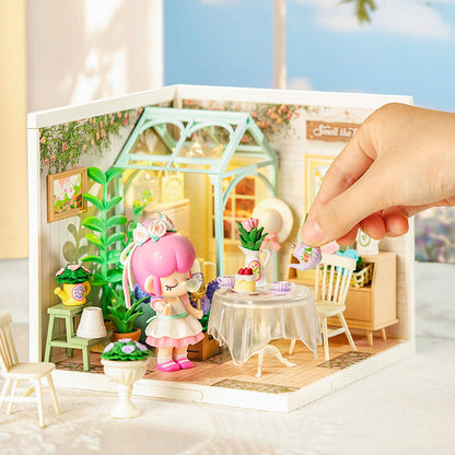 Miniature House Kit – DIY Dollhouse Model Craft Set for Kids & Adults | Blooming Tea Garden Creative Birthday Gift