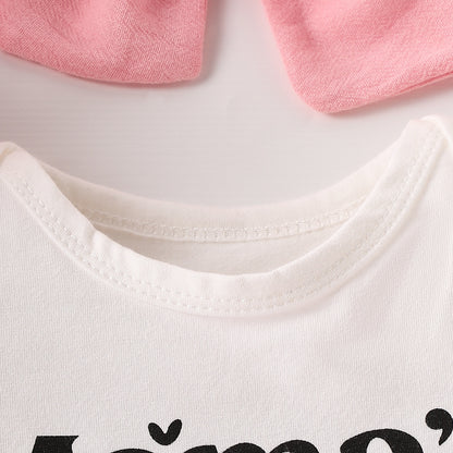 Summer Baby Girl Letter Print Romper - Short Sleeve Romper with Skirt