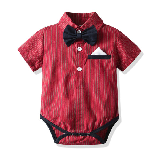 Baby Summer Striped Romper with Bow Tie