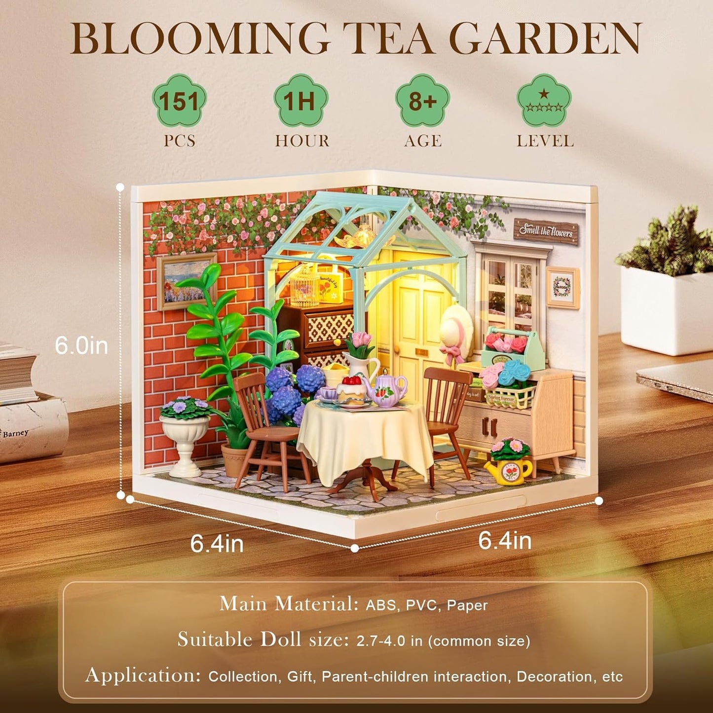 Miniature House Kit – DIY Dollhouse Model Craft Set for Kids & Adults | Blooming Tea Garden Creative Birthday Gift