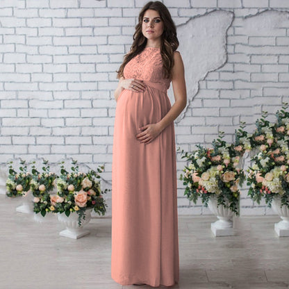 Elegant Lace Sleeveless Maternity Dress for Stylish Comfort