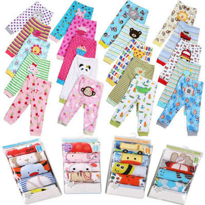 5-Pack Cartoon Print Baby Leggings | Soft Cotton Toddler Pants with Elastic Waist
