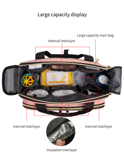 Versatile Large Capacity Oxford Cloth Diaper Bag: Hand-carrying and Crossbody Ready!