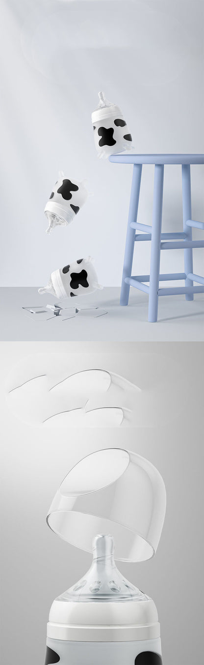 Cow Printed Silicone Baby Bottle - BPA-Free and Leak-Proof Design