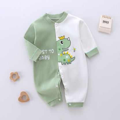 Unisex Long Sleeve Cotton Cartoon Printed Casual Climbing Suit for Babies