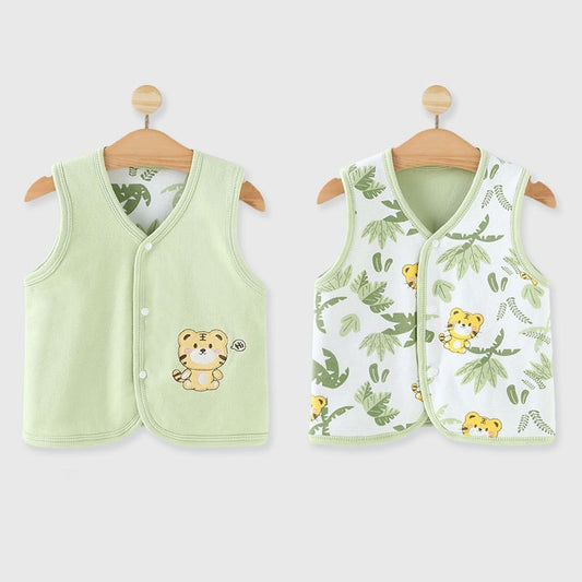 Pure Cotton Baby Reversible Vest for Spring, Summer, and Autumn - Newborn Wear