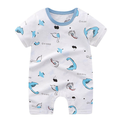Adorable Cartoon Printed Baby Cotton Pullover Romper - Soft and Comfy